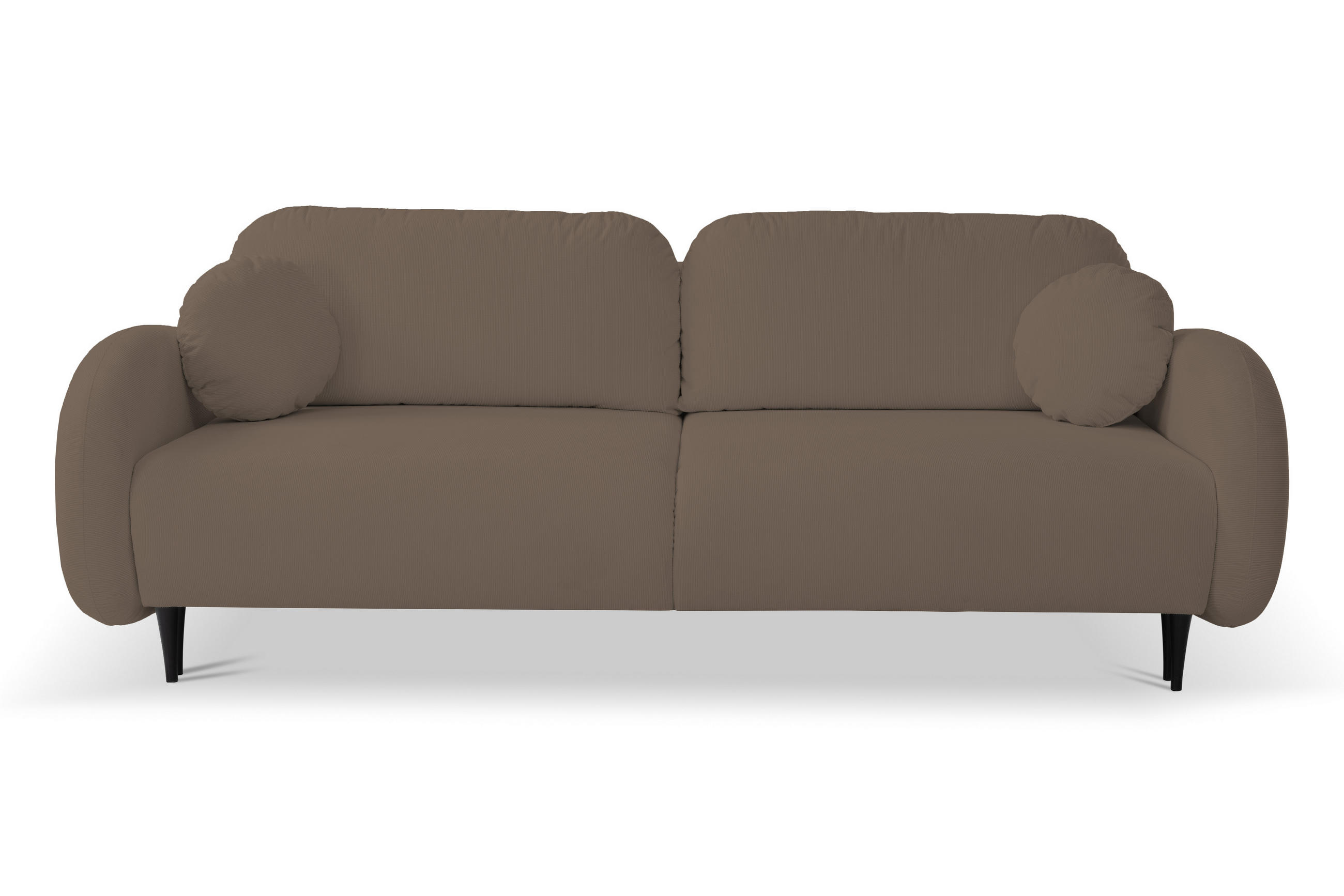 SOFA SOFT RunAgin Mit Schlaffunktion Und Bettkasten, PUR-Schaum, Schwarze Kunststofffüße, lose Rückenkissen, freistehend, 232x109x95 cm Cappuccino - Cappuccino, Holz/Textil (232/95/109cm) - DomoHome