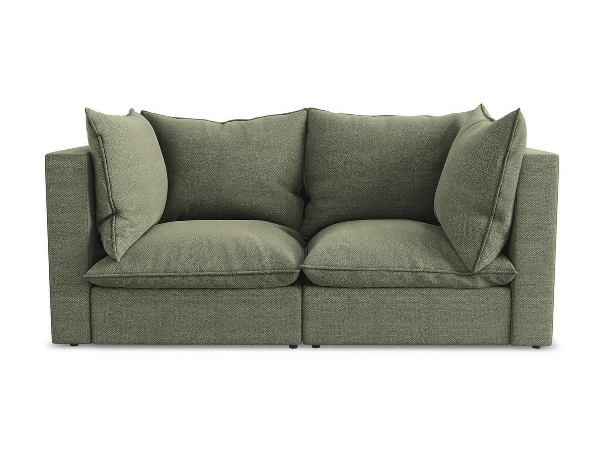 2-SITZER-SOFA Bouclé Stoff Grün - Schwarz/Olivgrün, Holzwerkstoff/Kunststoff (180/77/90cm) - LaMiaSofa