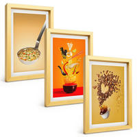 BILDER SET 3er Set - 20x30 cm Goldrahmen - Küchenthemen - Goldfarben, Kunststoff (20/30cm) - TULUP