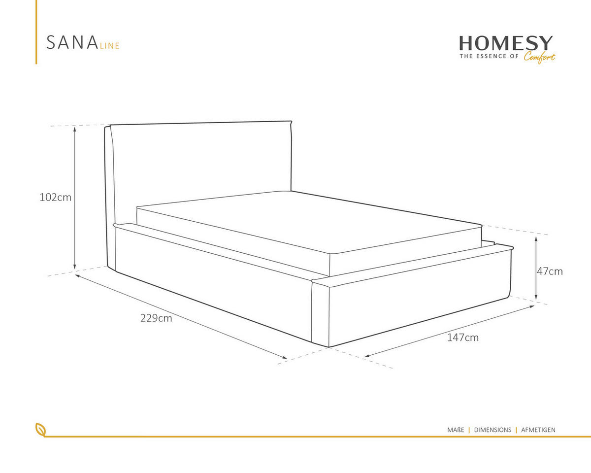 POLSTERBETT SANA 120x200cm Elegantes Polsterbett für modernen Wohnstil , 7-Zonen-Taschenfederkernmatratze CIRA (24 cm), beige - Beige, Holz (120/200cm) - Homesy
