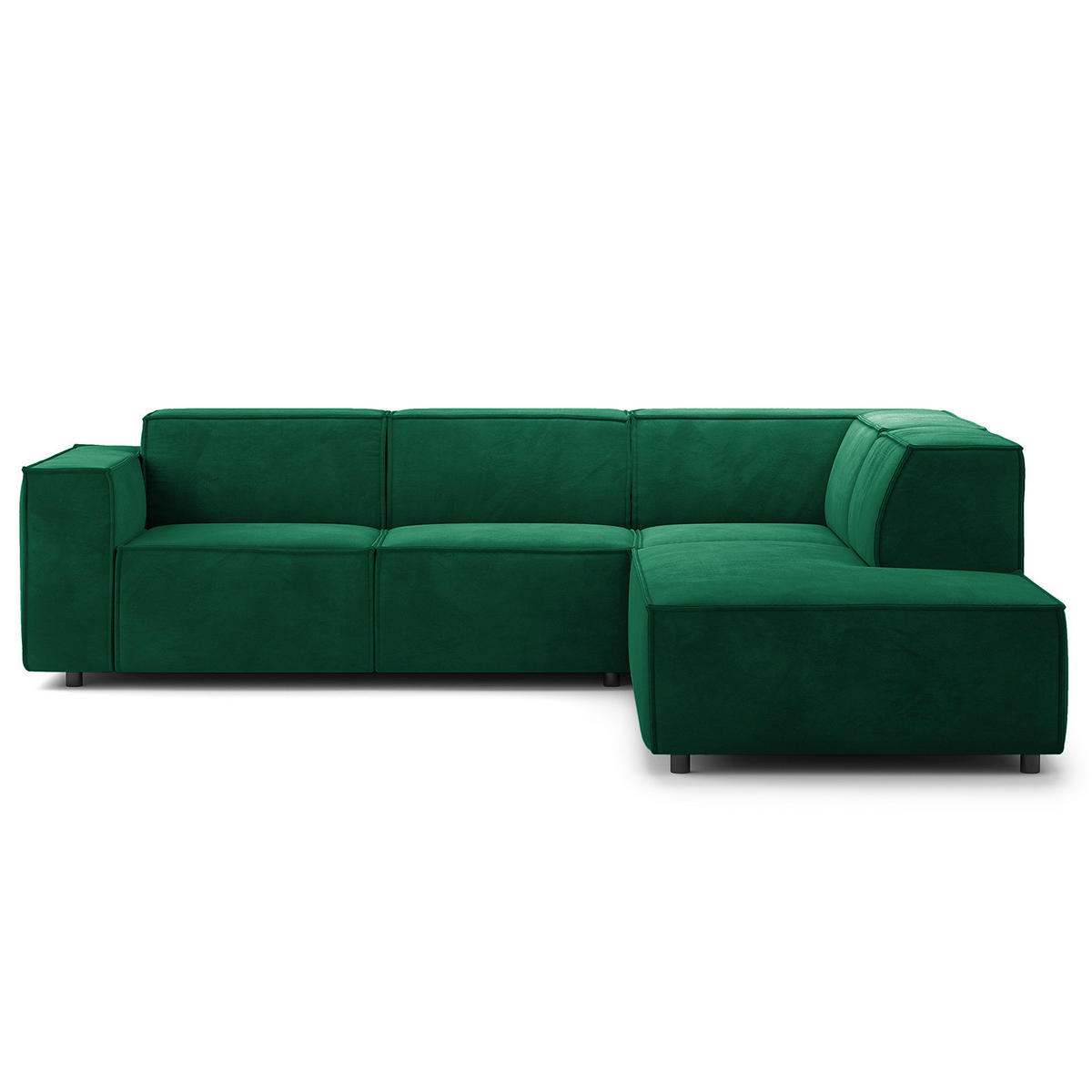 ECKSOFA mit Ottomane - Dunkelgrün/Schwarz, Kunststoff/Textil (260/234cm) - home24