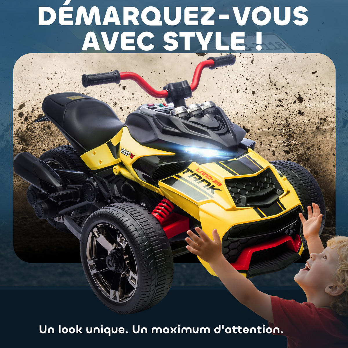 ELEKTRO-QUAD DE-13072 2 Motoren Gelb - Gelb, Metall (113/74/63cm) - ComfortXL