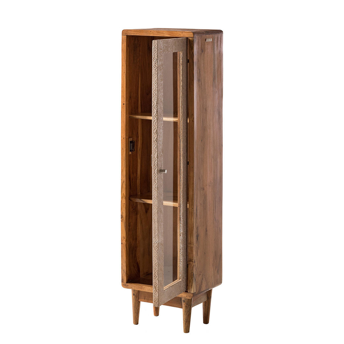 MASSIVER MIDISCHRANK - Akazie massiv - Ecru / Akazie - Akaziefarben, Holz/Metall (38/137/30cm) - home24