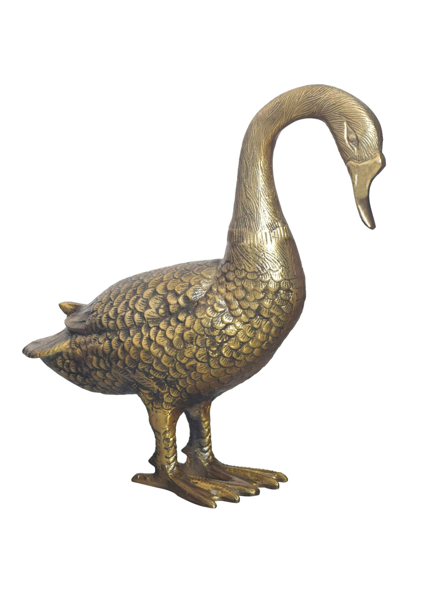 GÄNSEFIGUR DENDER, Aluminium, handgefertigt, Gold, 46 x 19 x 42 cm - Goldfarben, Metall (46/42/19cm) - KADIMA DESIGN