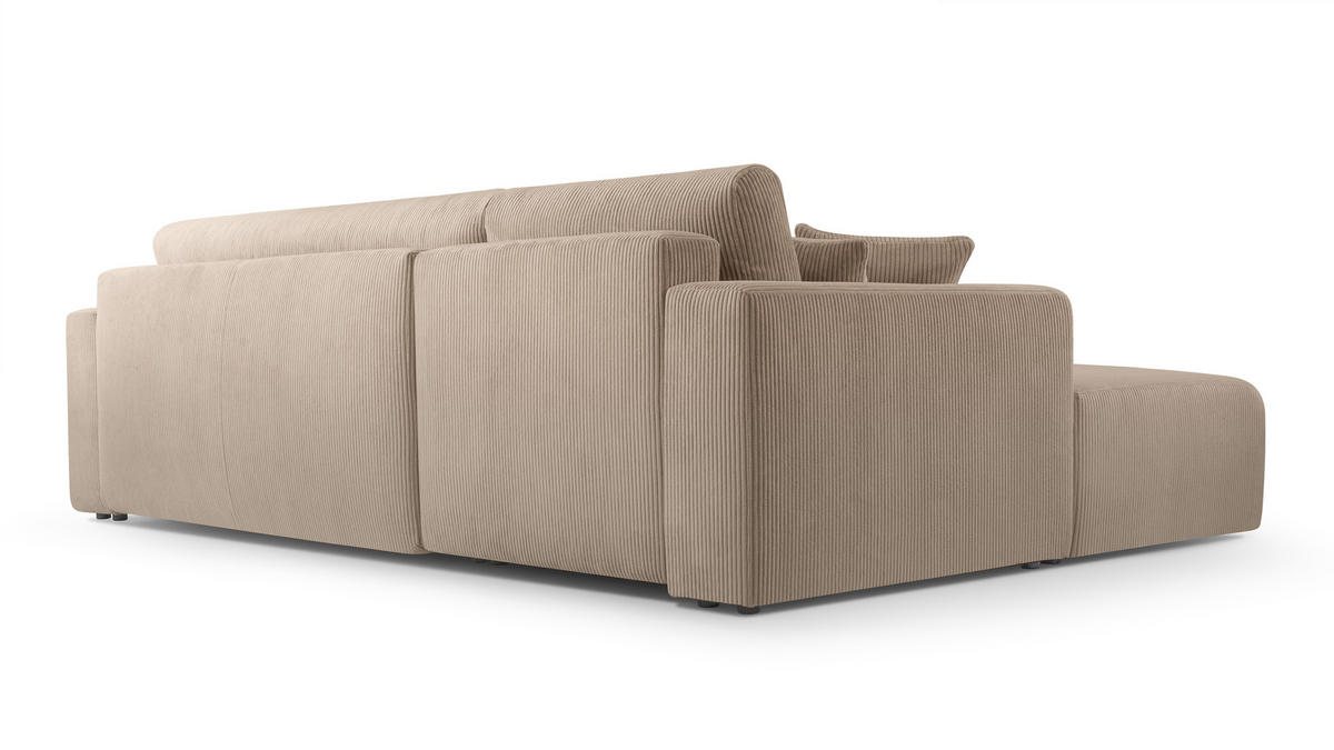 ECKSOFA L Form Catea Beige 279/145/84 cm Links mit Schlaffunktion - Beige/Schwarz, Kunststoff/Textil (145/279cm) - AX Living
