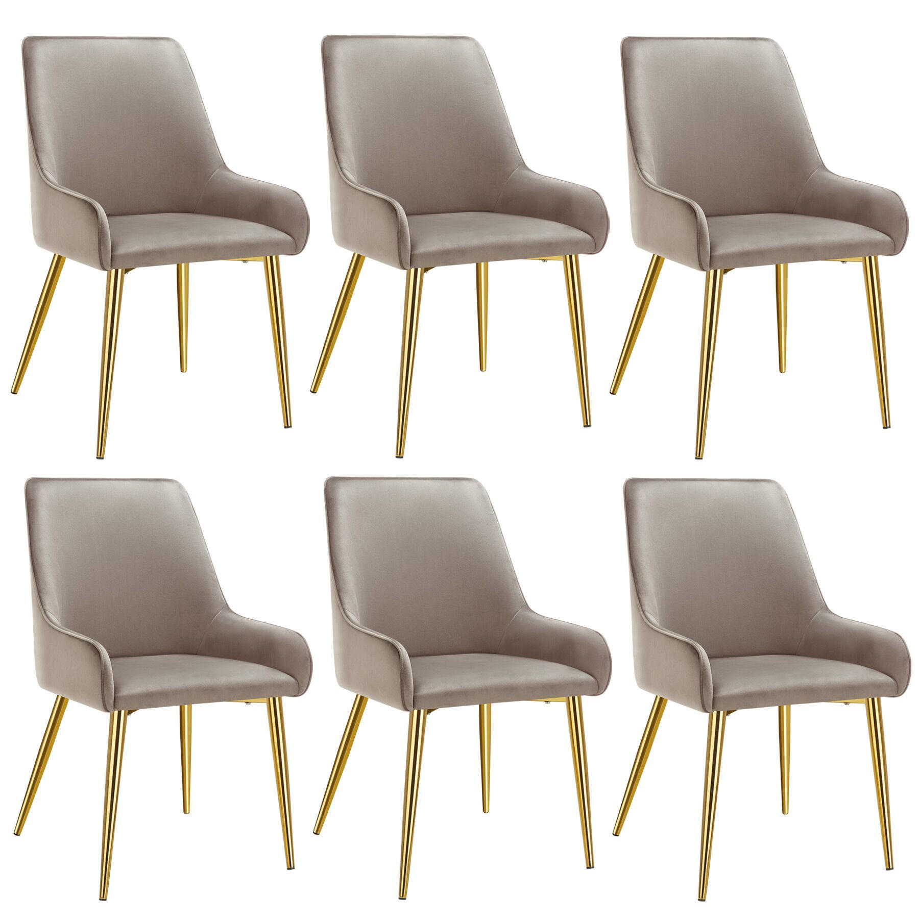 POLSTERSTUHL 6er Set Avane 52 x 61 x 89 cm taupe - Taupe, Textil (52/89/61cm) - tectake