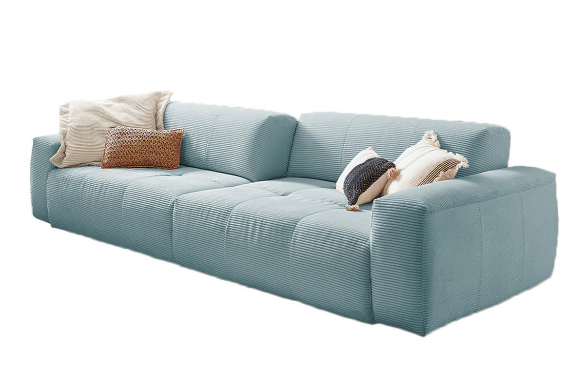 SOFA MIT SITZTIEFENVERSTELLUNG PALACE Blau Cord - Blau, Textil (298/74/120cm) - KAWOLA