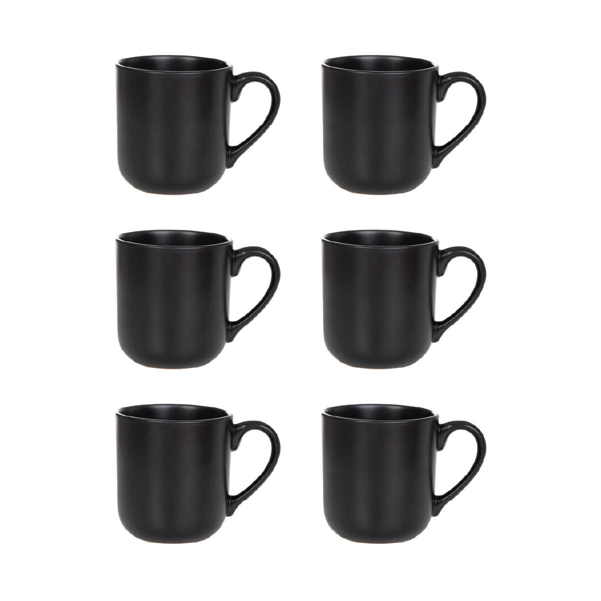 BECHER Famelio schwarz 0,4 l 6er-Set - Schwarz, Keramik (0.4L) - Homla