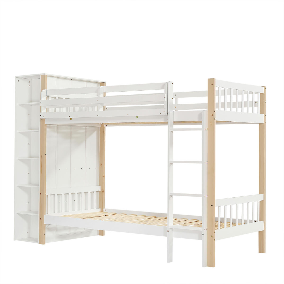 ETAGENBETT 90/200 cm Weiß, Natur - Ahornfarben/Weiß, Holz/Holzwerkstoff - Raumix