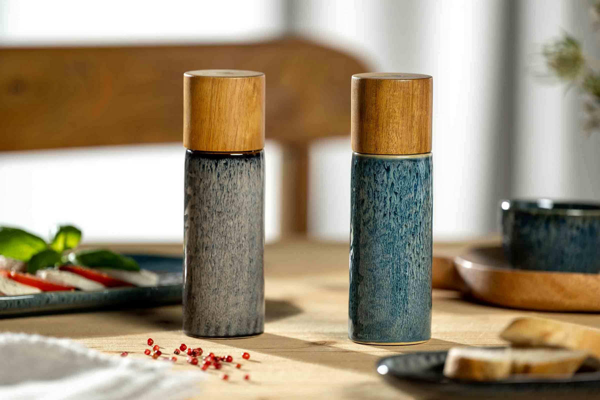 GEWÜRZMÜHLE MATERA blau 17 cm - Blau, Keramik (5.3/17.3/5.3cm) - Leonardo Living