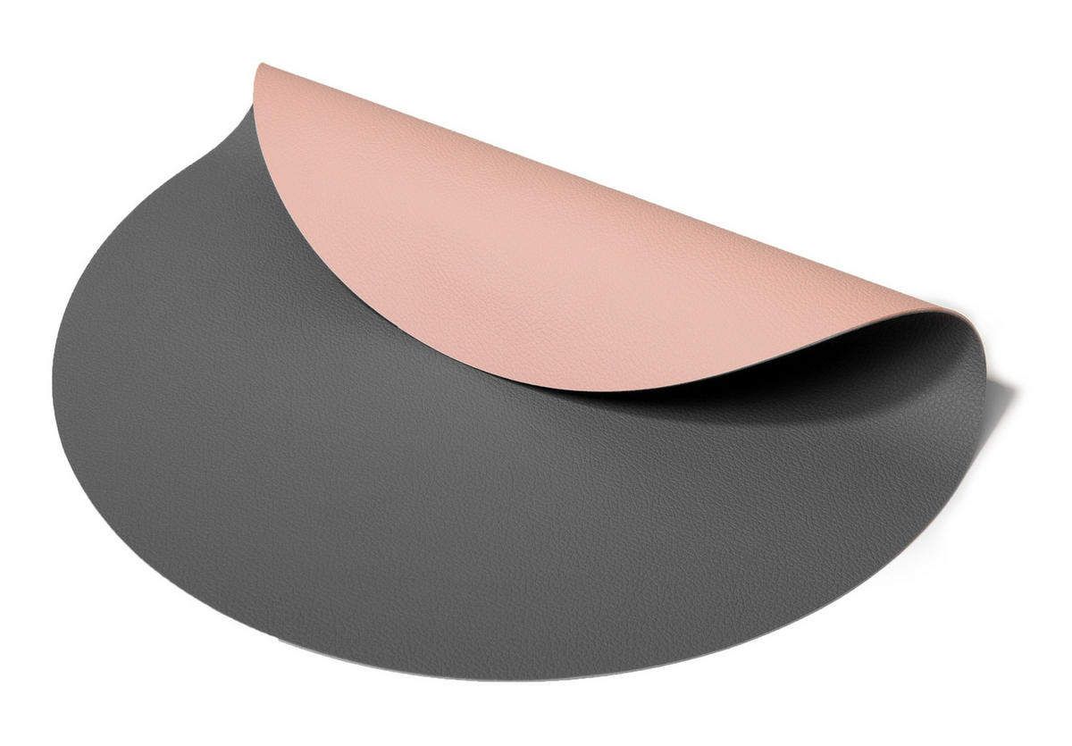 COOKINGLIFE Tischsets - Doppelseitig - Veganes Leder - Grau / Rosa ø 38 cm - 6 Stück - Pink, Kunststoff (38cm) - Cookinglife