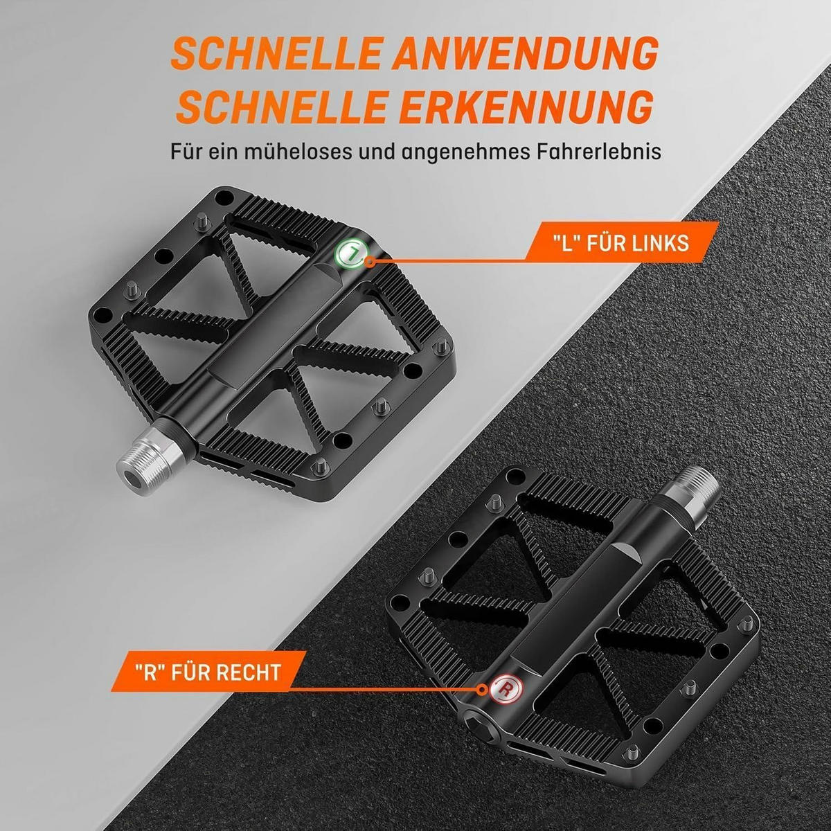 FAHRRADPEDALE 9/16 Zoll Set Aluminium rutschfest für Mountainbike E-Bike Stadtrad - Schwarz, Kunststoff (1.3/1.5/10.5cm)