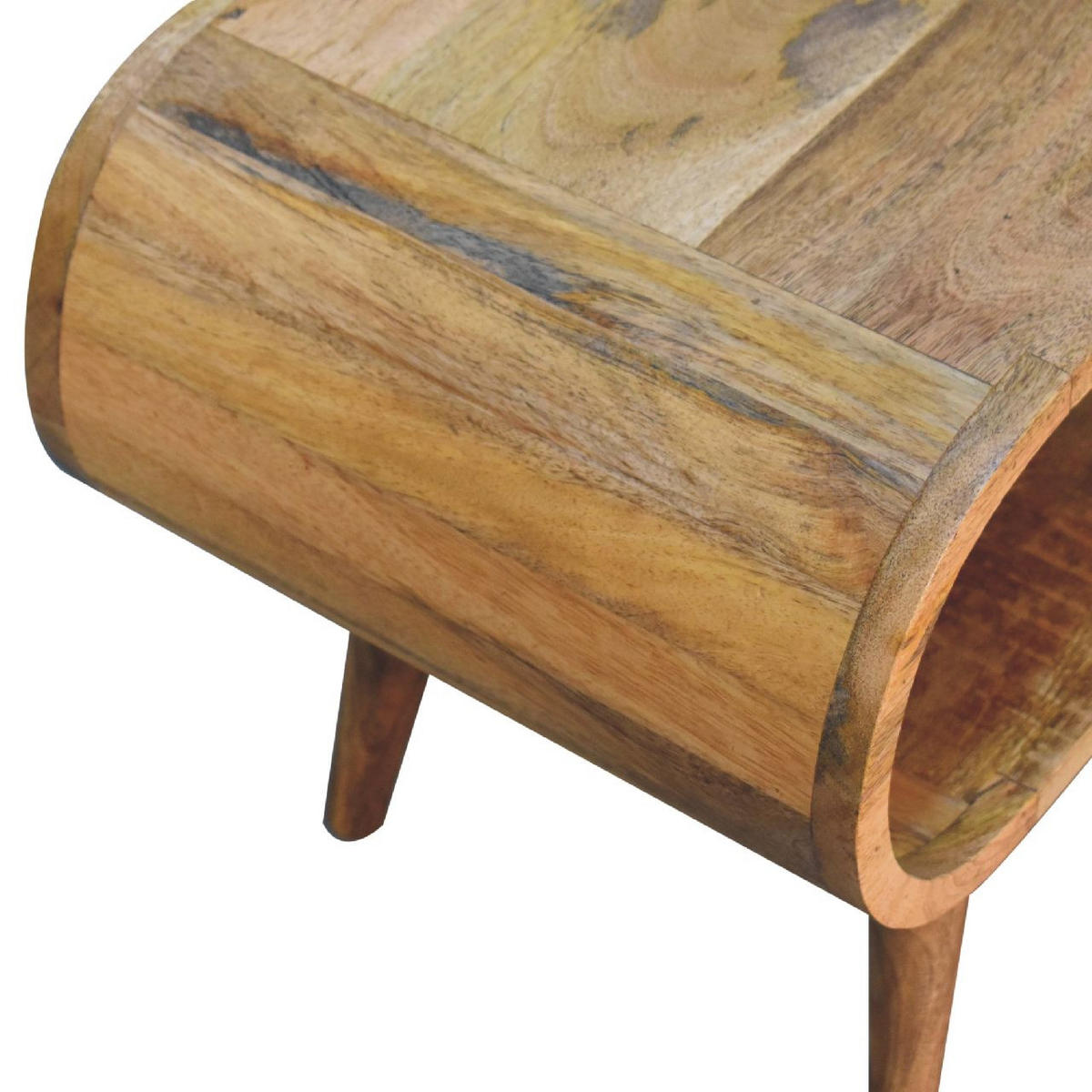 COUCHTISCH aus Massivholz im Eichenholz-Finish, Offener Stauraum, Nordische Beine - Eichefarben/Messingfarben, Holz/Metall (35/90/40cm) - Artisan Furniture