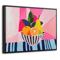 LEINWAND Bilder mit Rahmen - Obst - Abstrakter Hintergrund - Rosa - 40x30 - Pink, Textil (40/30cm) - MuchoWow