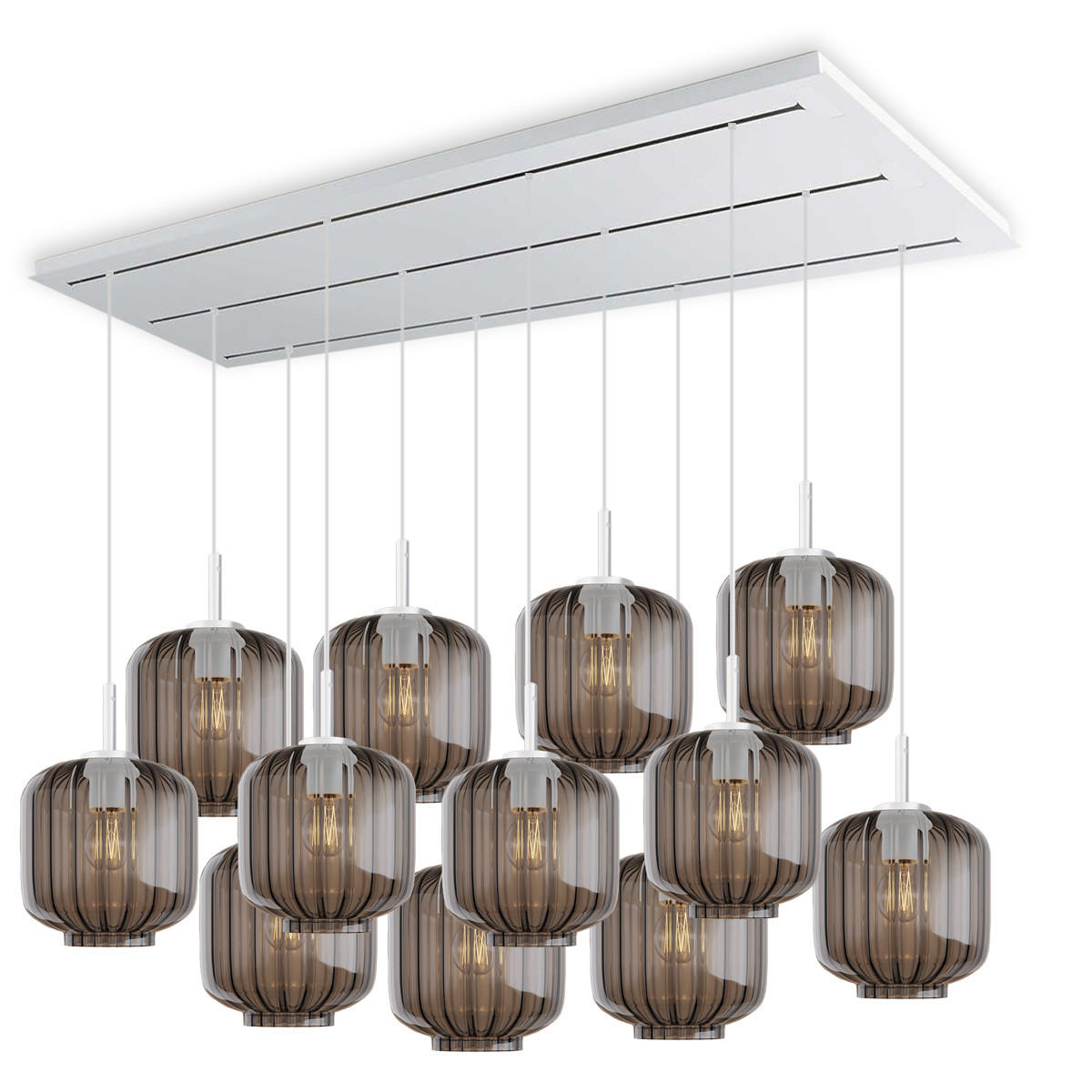 HÄNGELEUCHTE Velo 12-flammig Rauch Ø 20cm - Anthrazit/Weiß, Glas (20/20/20cm) - s.luce