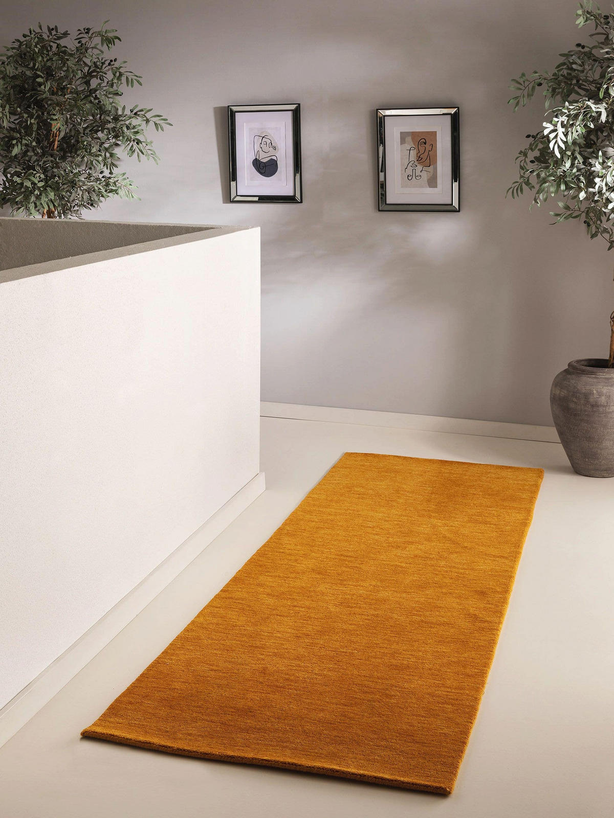 WOLLTEPPICH-LÄUFER Jamal Gelb 80x300 cm - Gelb, Textil (80/300cm) - benuta Nest