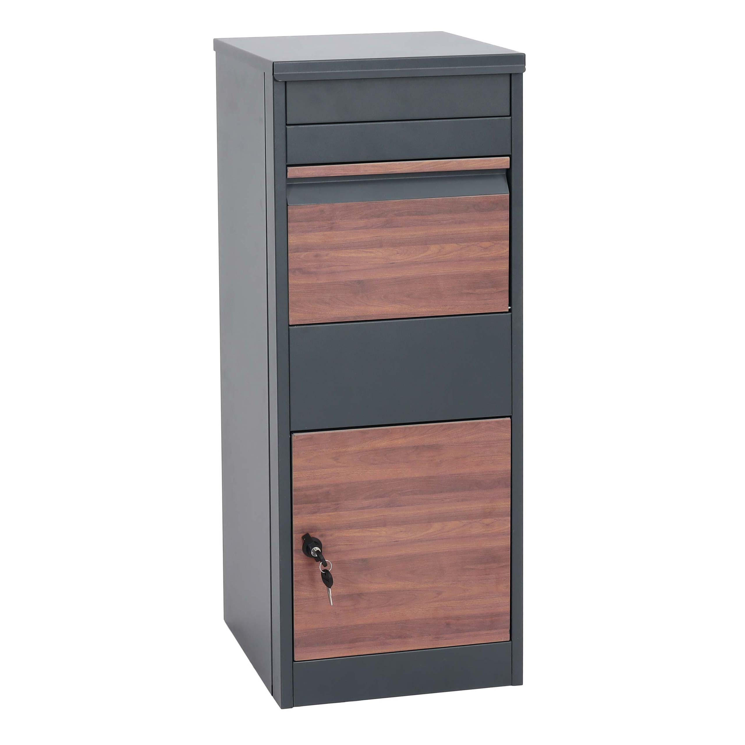 PAKETKASTEN GRÖßE L rechteckig Anthrazit, Dunkelbraun - Anthrazit/Dunkelbraun, Metall (41/102/38cm) - MCW