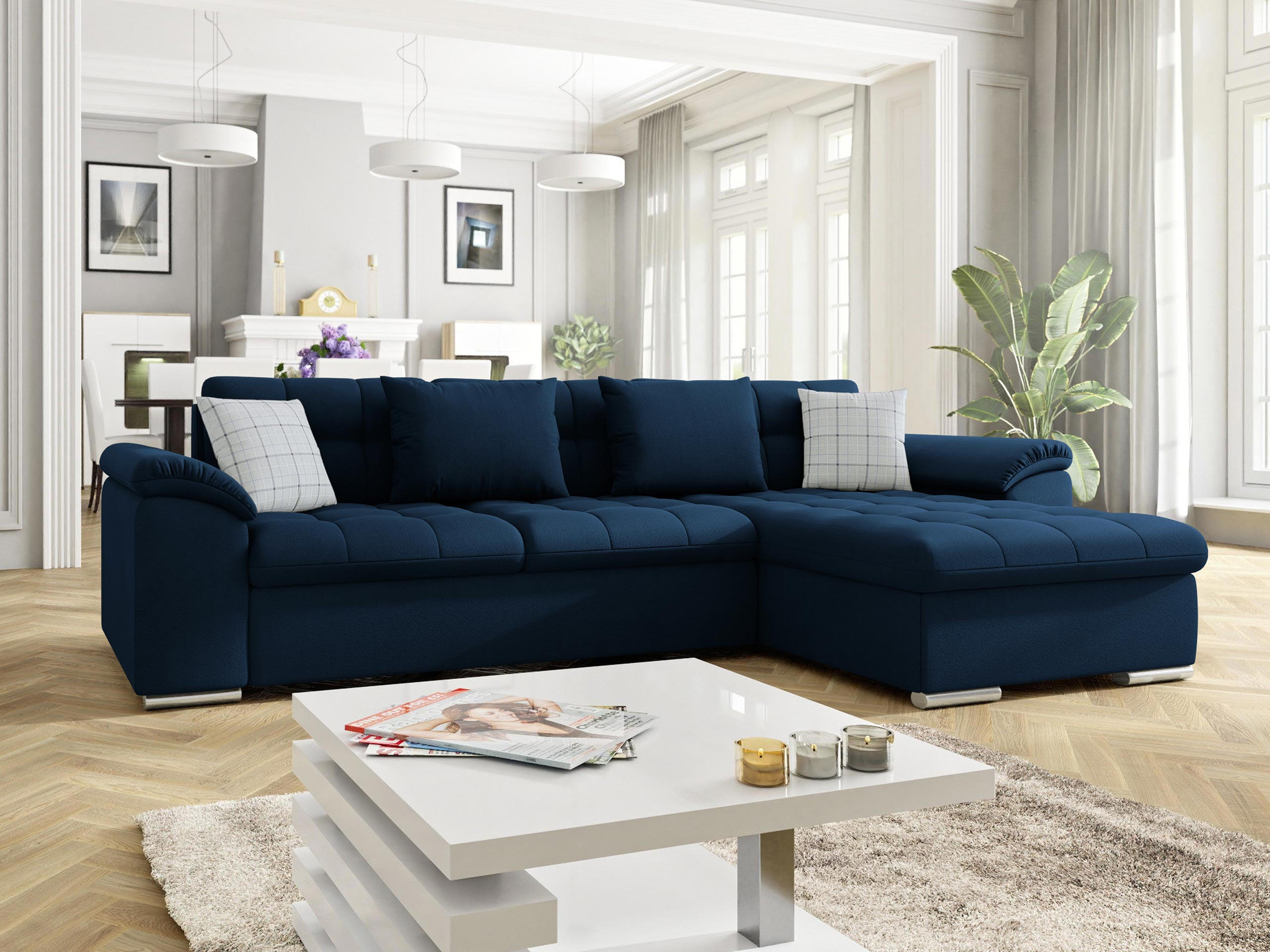 ECKSOFA Diana, Seite: Rechts - Dunkelblau, Holz/Textil (280/160cm) - MIRJAN24