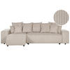 3-SITZER-ECKSOFA Cord taupe linksseitig mit Schlaffunktion Stauraum Luspa - Taupe/Schwarz, Textil (294/130cm) - Beliani