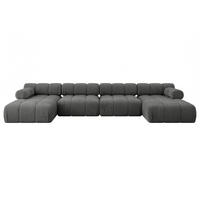 WOHNLANDSCHAFT modulares Sofa Tesso-U2 - 380x160x70 cm Dunkelgrau Velours - Dunkelgrau, Holzwerkstoff/Textil (380/70/160cm) - ALTDECOR