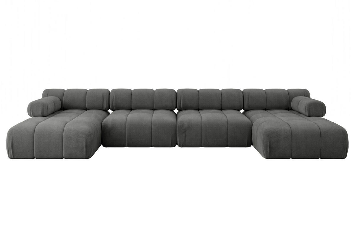 WOHNLANDSCHAFT modulares Sofa Tesso-U2 - 380x160x70 cm Dunkelgrau Velours - Dunkelgrau, Holzwerkstoff/Textil (380/70/160cm) - ALTDECOR