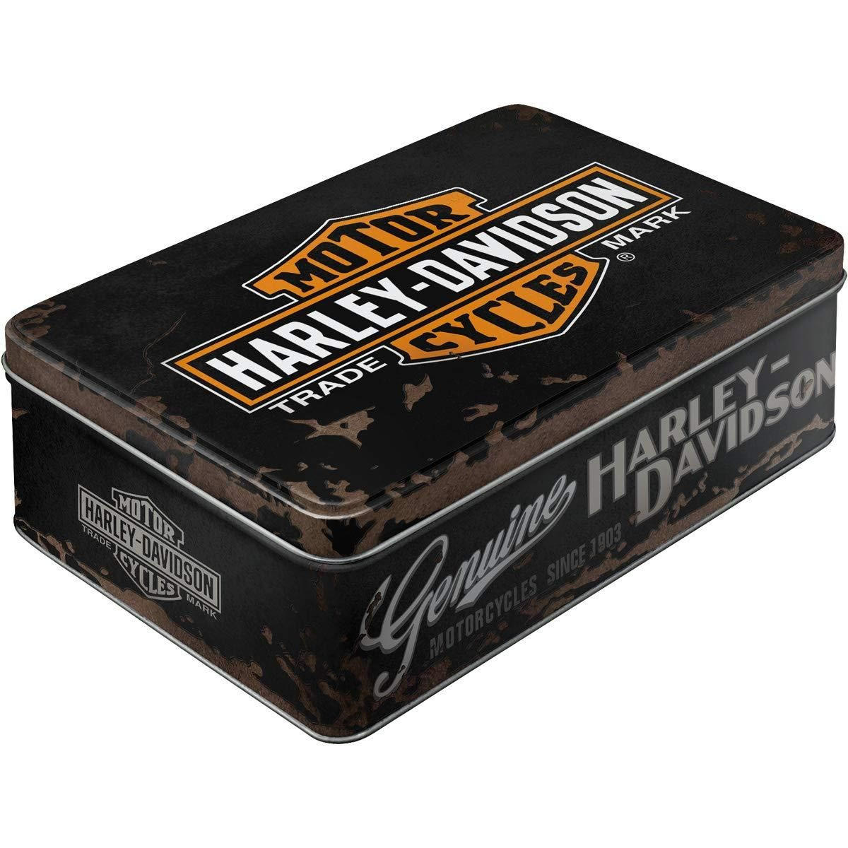 VORRATSDOSE flach Harley-Davidson Genuine - Multicolor, Metall (23/7/16cm) - Nostalgic-Art