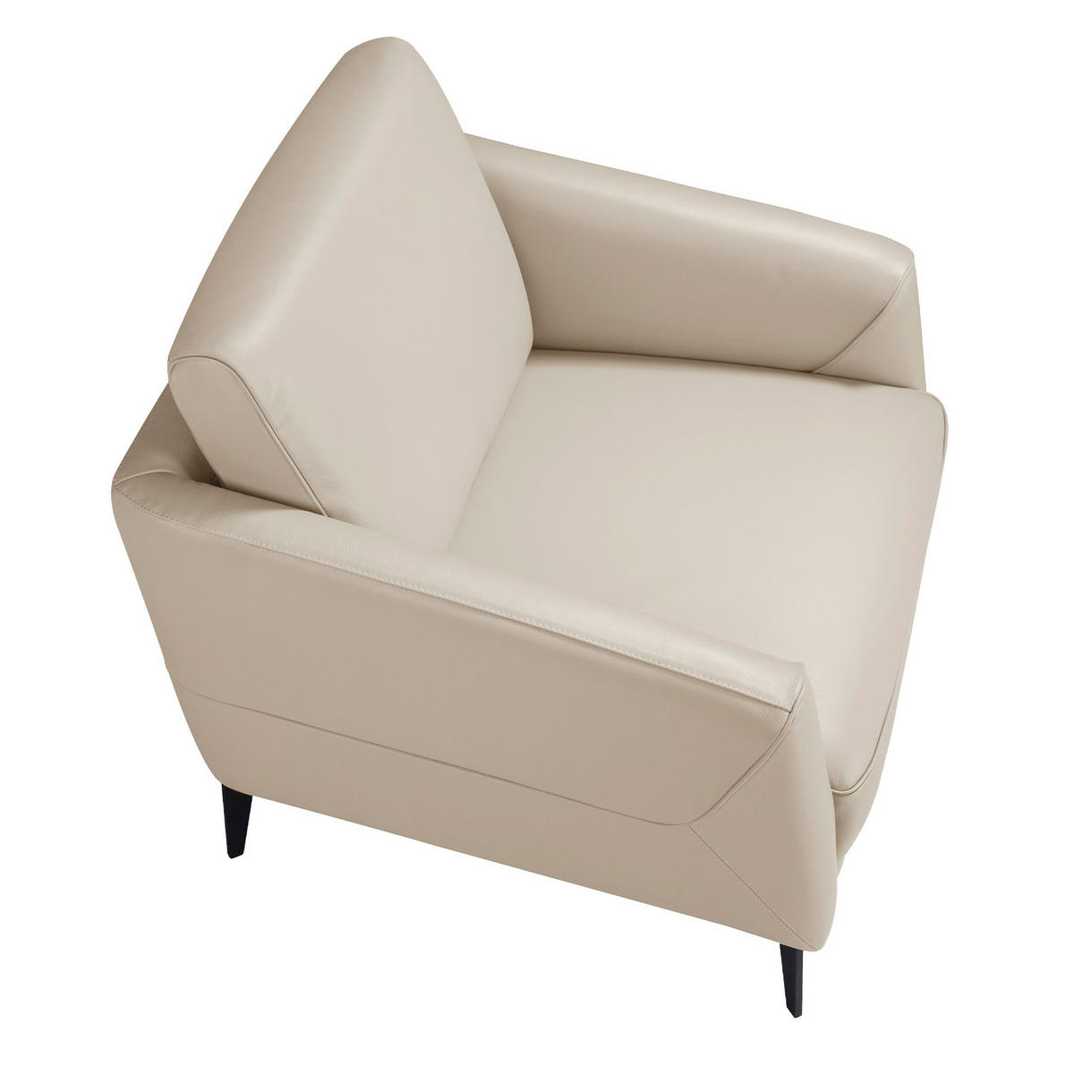 SESSEL Taupegrauer Ledersessel 78/80/82 cm - Hellgrau/Schwarz, Leder (78/82/80cm) - ANGEL CERDA