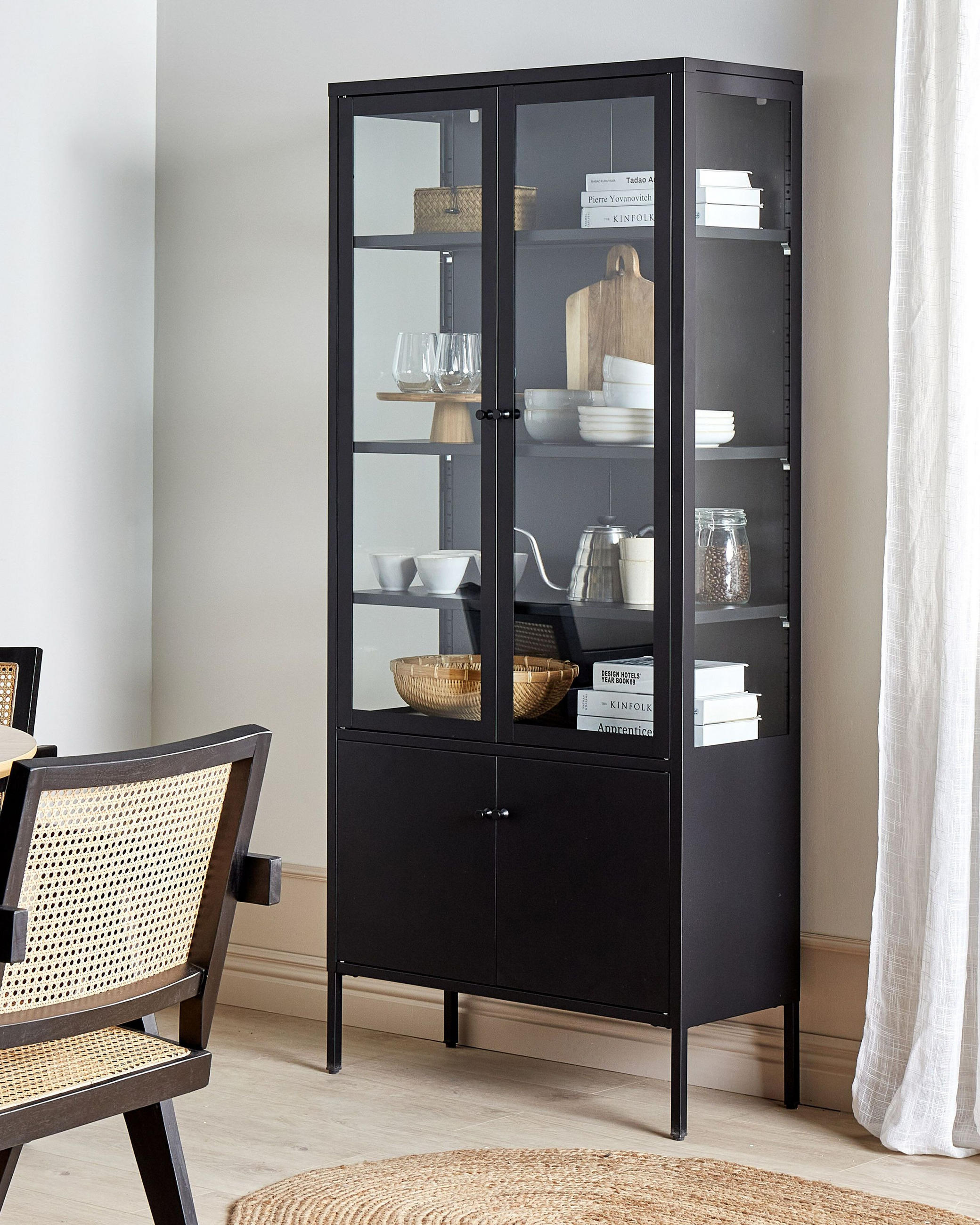 VITRINE Schwarz Oxted - Schwarz, Metall (80/180/35cm) - Beliani