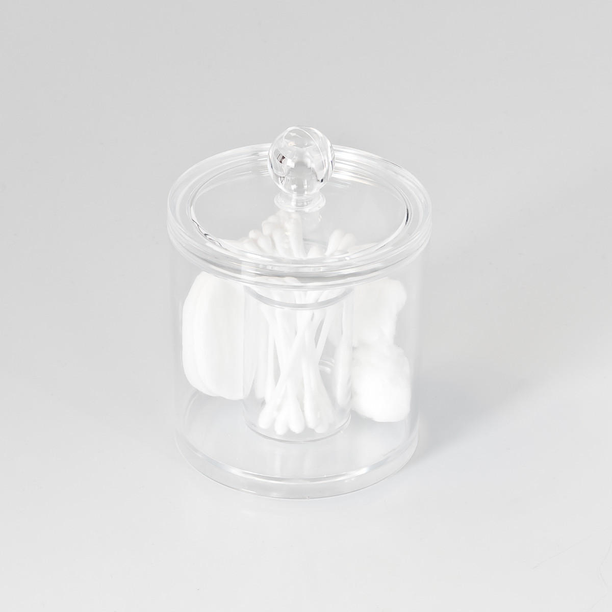 WATTESTÄBCHEN Behälter mit Deckel, rund - Transparent, Kunststoff (10/12.5/10cm) - bremermann