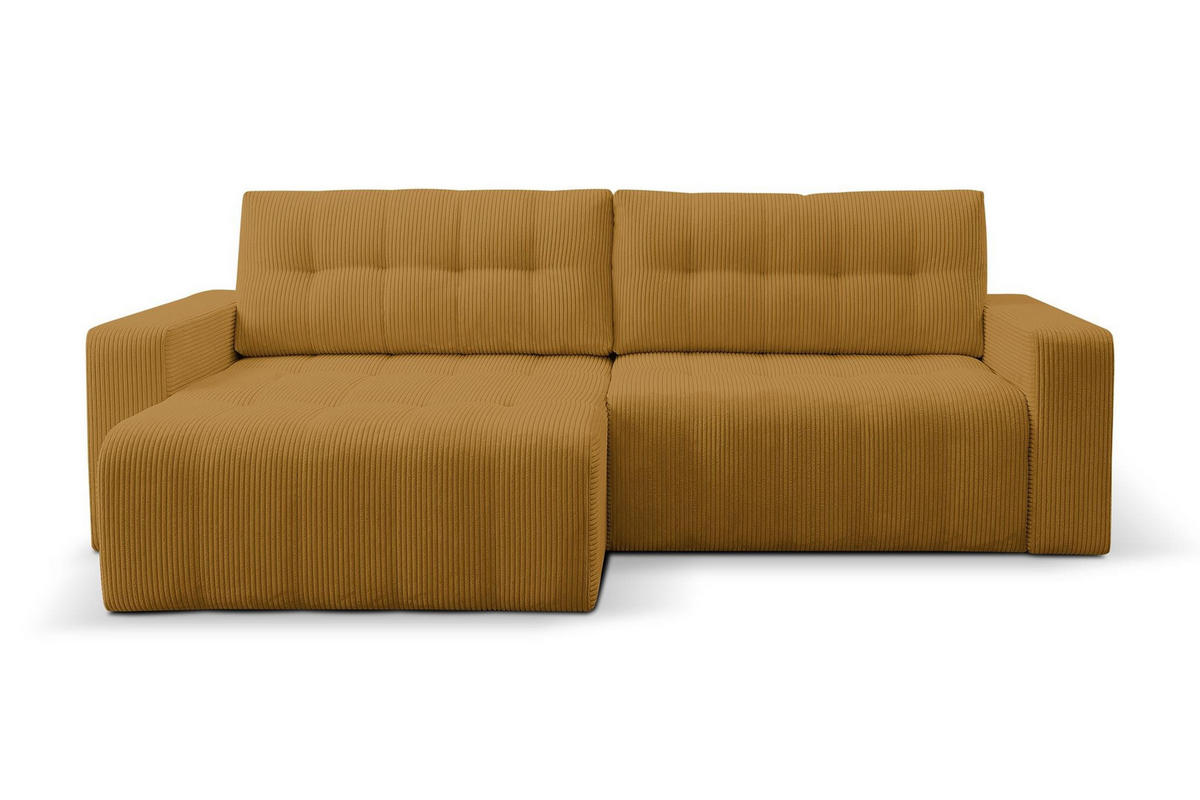 ECKSOFA Masina Gelb, Schlafsofa aus Cordstoff - Gelb, Holzwerkstoff (245/143cm) - Bettso