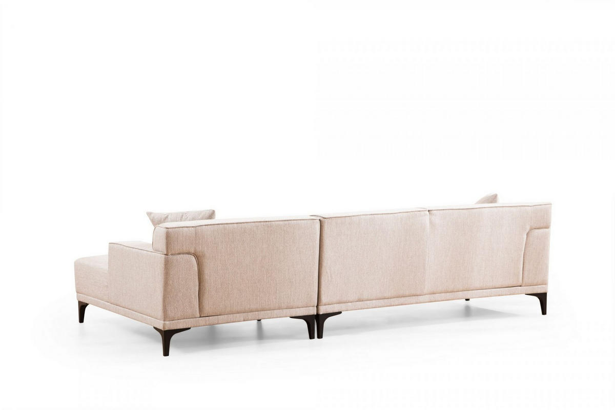 ECKSOFA modern inklusive Zierkissen - Beige/Schwarz, Holz/Kunststoff (145/250cm) - myHomelando
