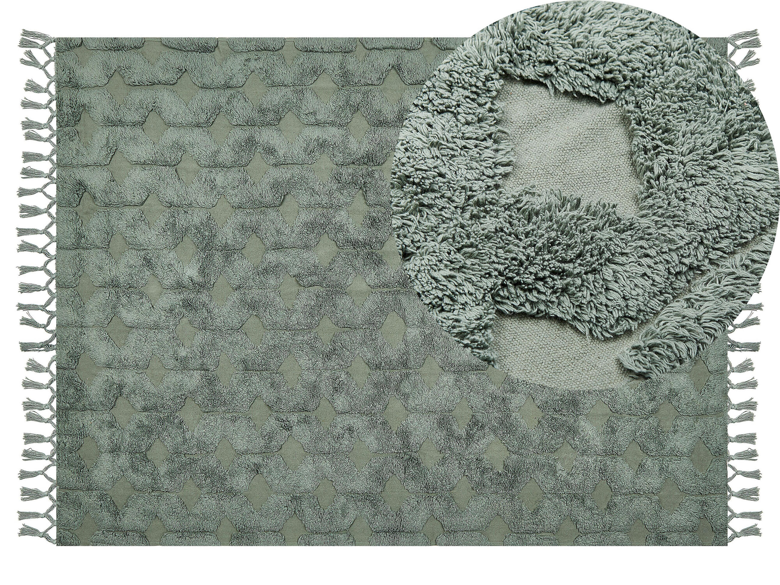 KURZFLOR-TEPPICH Kars 200/140 cm - Grün, Textil (140/200cm) - Beliani