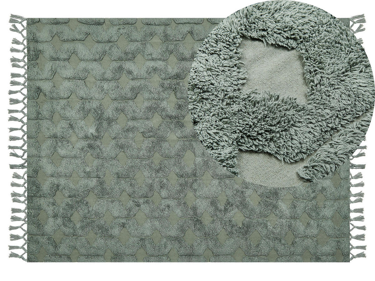 KURZFLOR-TEPPICH Kars 200/140 cm - Grün, Textil (140/200cm) - Beliani