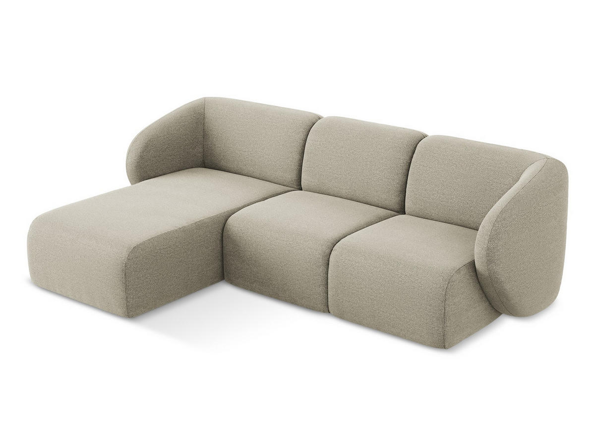 ECKSOFA Links Bouclé Stoff Grau - Taupe/Schwarz, Holzwerkstoff/Kunststoff (248/166cm) - Makamii