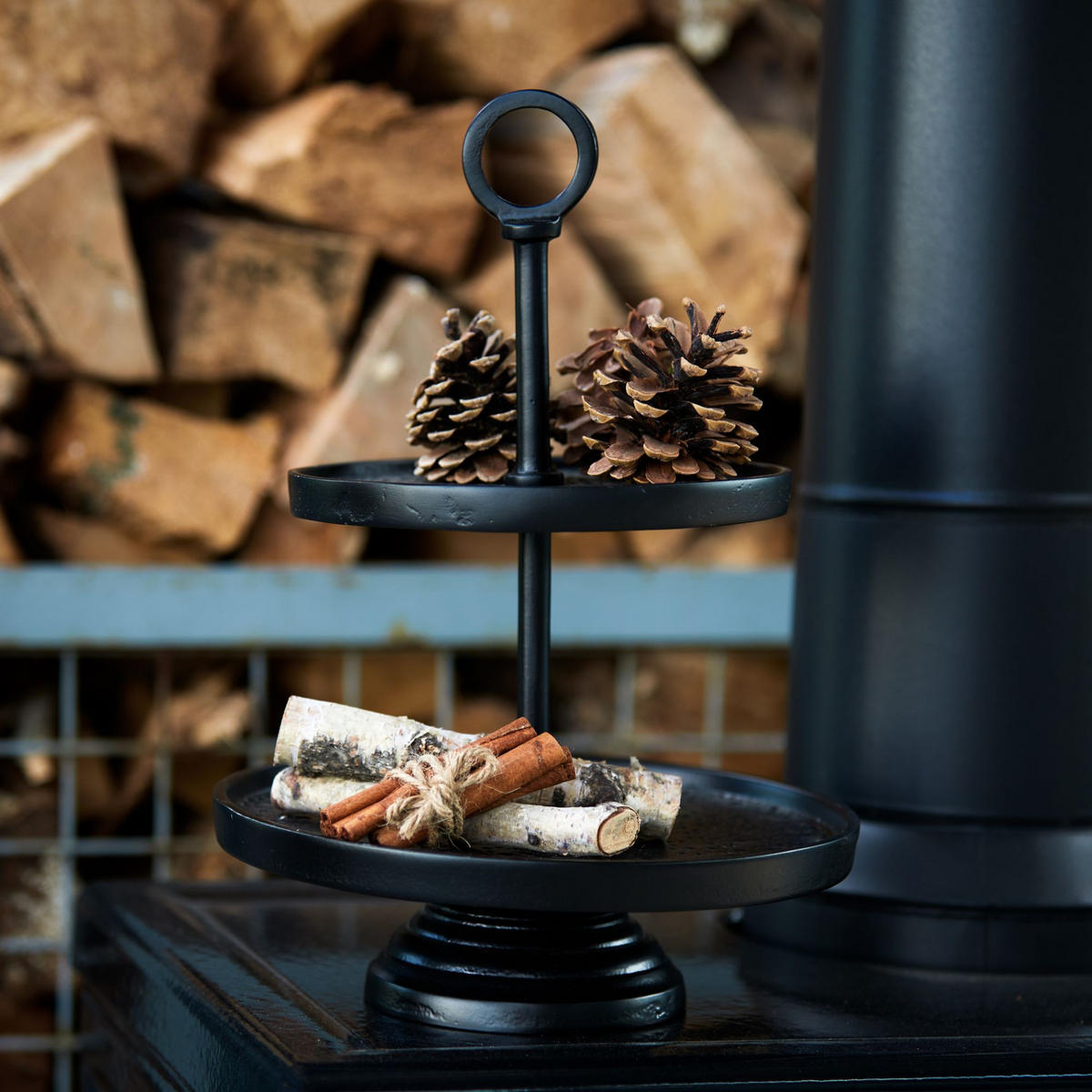 ETAGERE Lutek Schwarz 24/24/37 cm - Schwarz, Metall (24/37cm) - Light & Living