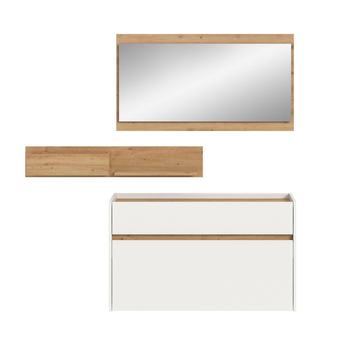 GARDEROBE Flow 3-tlg. (B/H/T: ca. 140/192/32 cm) in Weiß/weiß - Weiß, Holzwerkstoff (140/192/32cm) - Homes & Jones