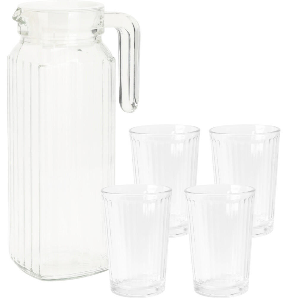 KANNE und 4 Gläsern Transparent 1,1 l 20/9/31 cm - Transparent, Glas (9/20cm) - Excellent Houseware