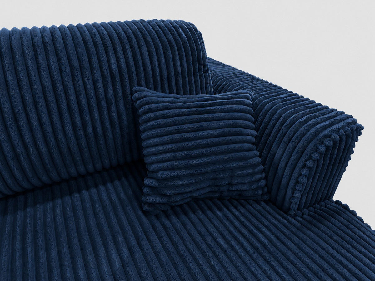 BIGSOFA COZI, Dunkelblau mit Cordbezug - Dunkelblau, Kunststoff/Textil (240/87/180cm) - KS Home Concept