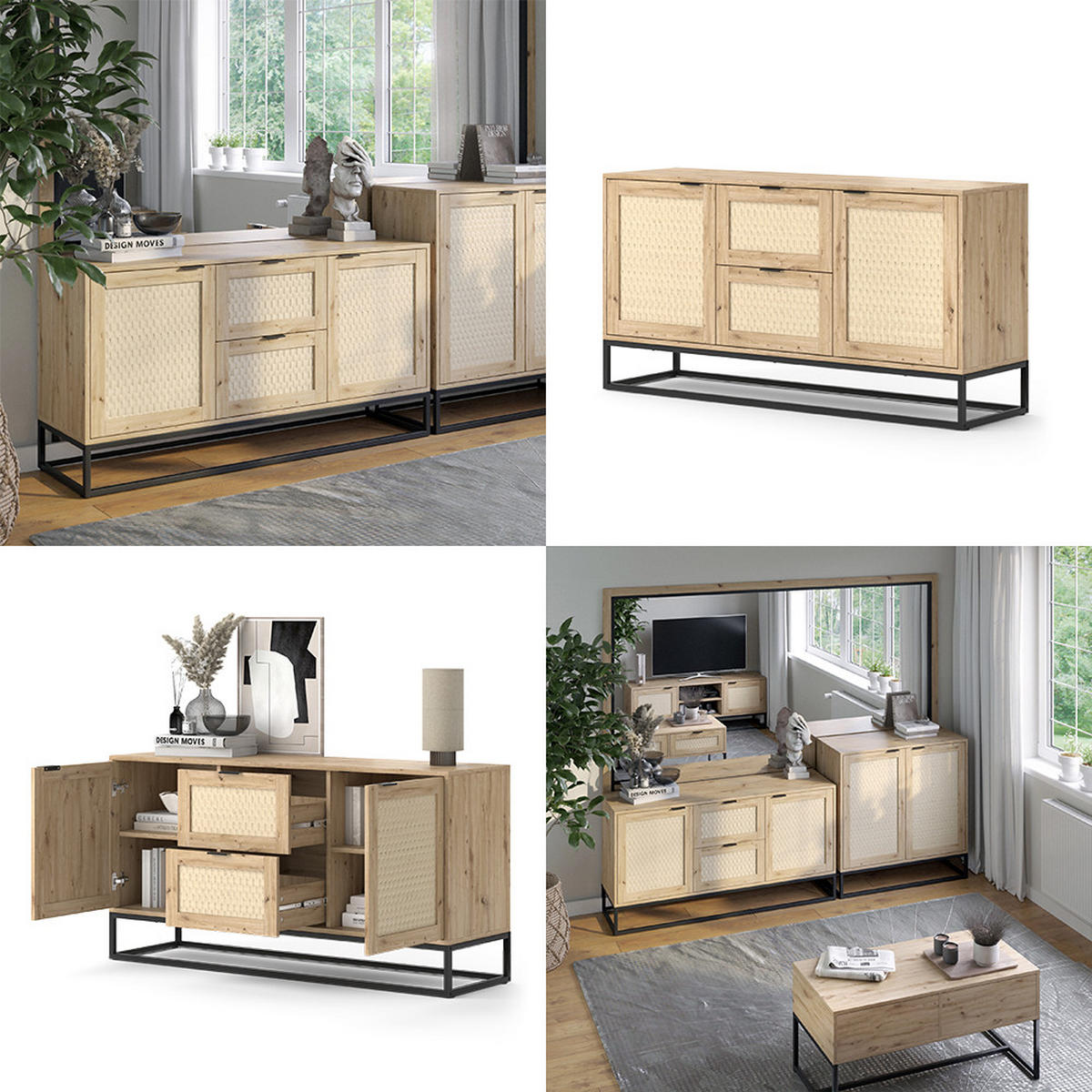 KOMMODE Natal Braun 140 x 72.5 cm mit 2 Türen und 2 Schubladen - Braun, Holzwerkstoff (40/72.5/140cm) - Vicco