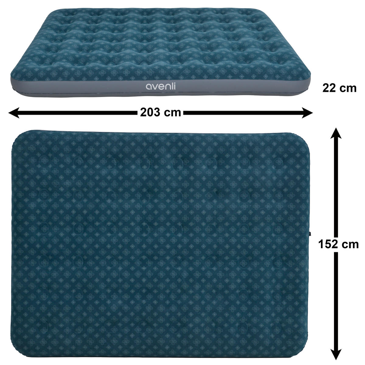 LUFTBETT Luftmatratze Camping 2 Personen 203x152x22 cm grün - Türkis, Kunststoff (152/203cm) - Avenli