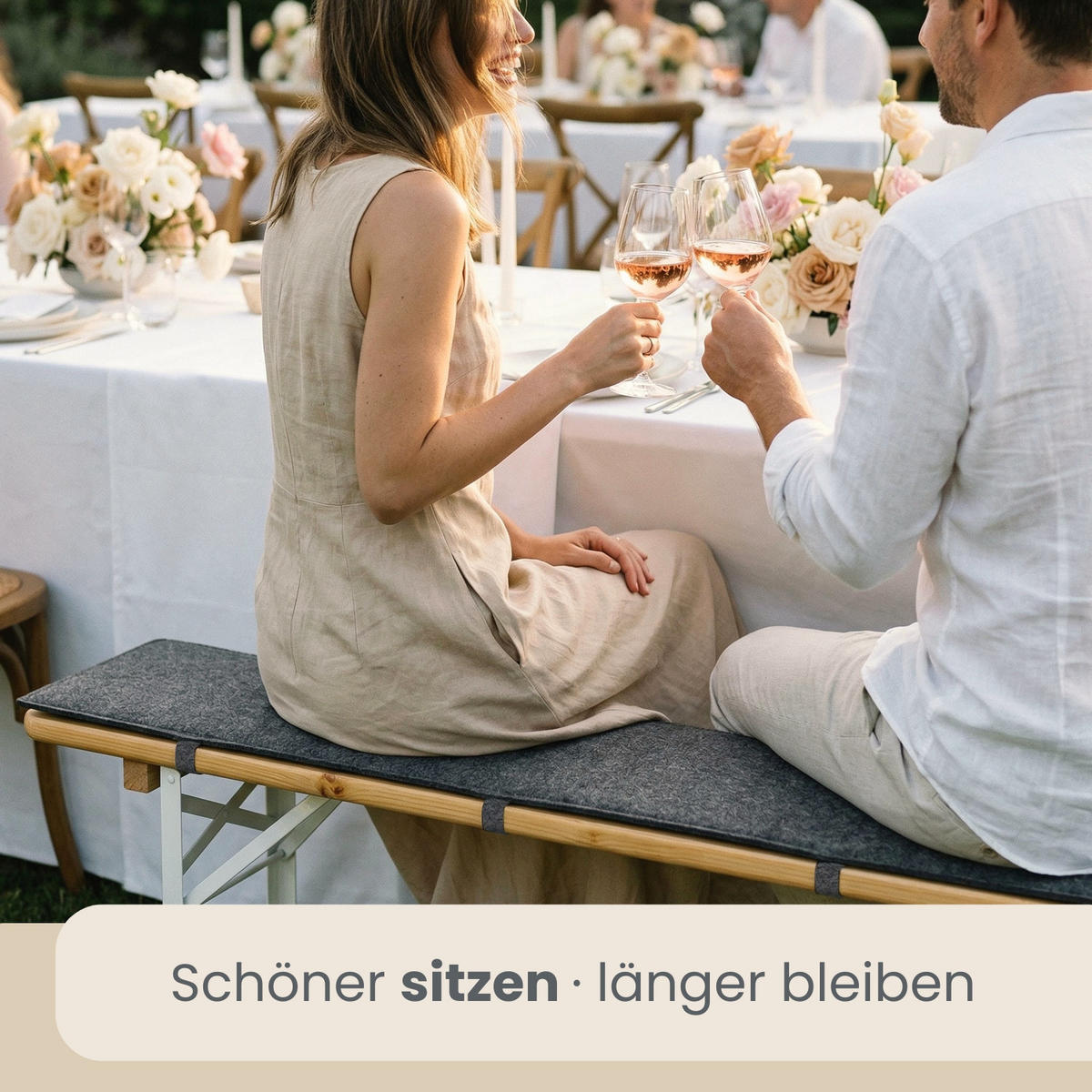 BIERBANKAUFLAGE Filz, 2er Set, Grau, 170/23/1 cm - Grau, Kunststoff (23/1/170cm) - Dunedesign