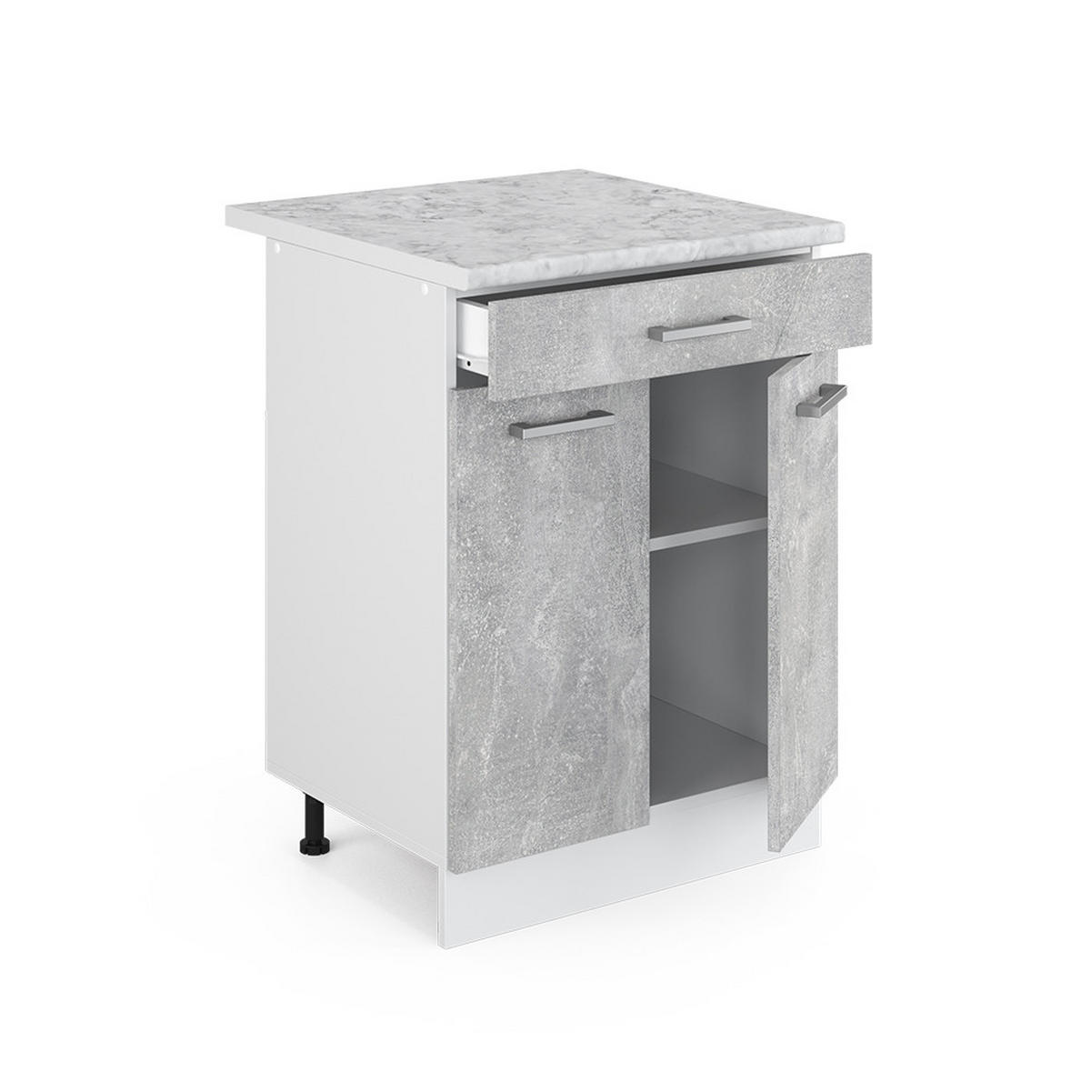 UNTERSCHRANK R-Line Beton 60 cm mit Schubladen - Schieferfarben/Weiß, Holzwerkstoff (60/81.6/60cm) - Vicco