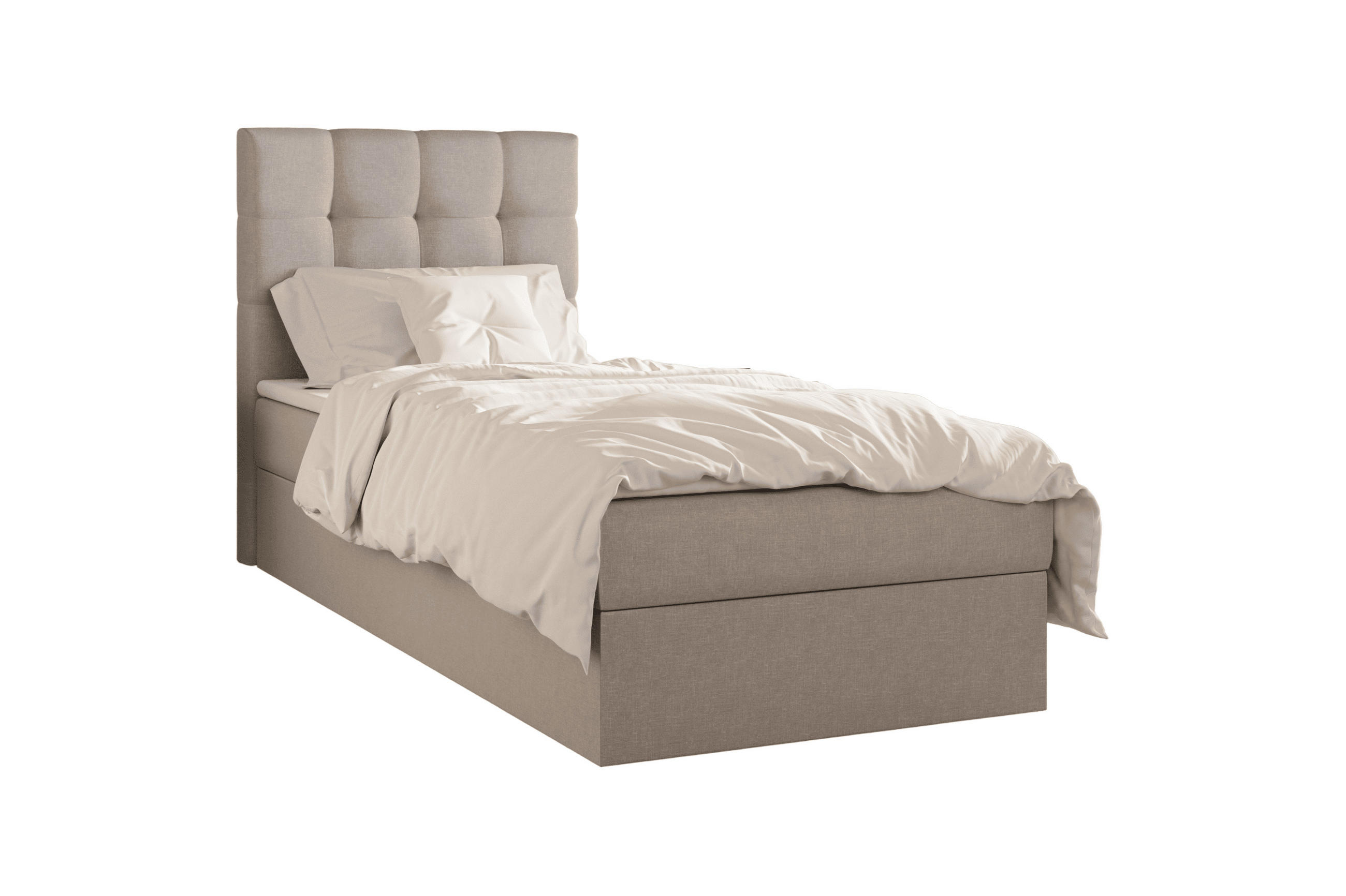 BOXBETT - Bett 05 OSLO - Hugo - 90x200 cm - mit Bettkasten und Waschbarem Topper - Hellgrau, Holz (90/200cm) - ROYAL24_MARKT