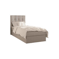 BOXBETT - Bett 05 OSLO - Hugo - 90x200 cm - mit Bettkasten und Waschbarem Topper - Hellgrau, Holz (90/200cm) - ROYAL24_MARKT