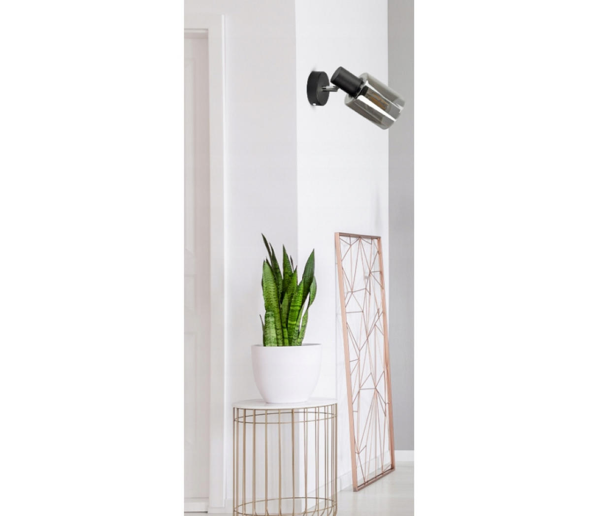 WANDLEUCHTE TUBE - Transparent/Schwarz, Glas/Metall (14/18/10cm) - kiki design