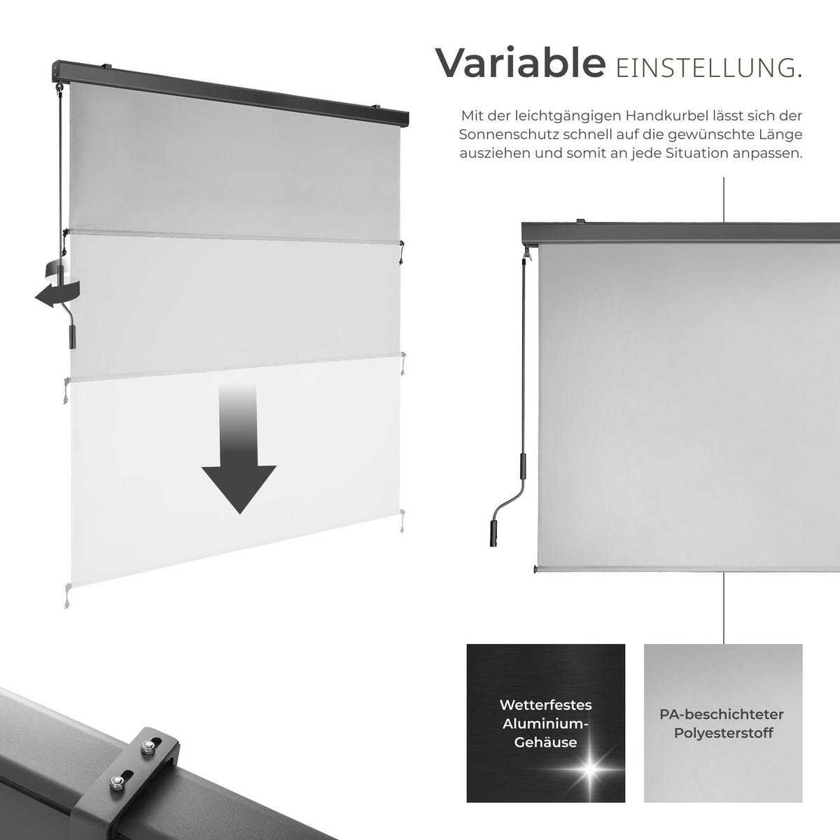 SENKRECHTMARKISE Eloise,inkl. Wandhaltern,hellgrau - Hellgrau, Kunststoff (160/250cm) - tectake