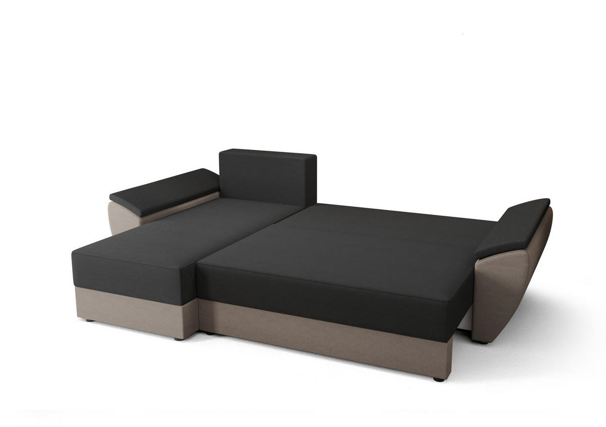 ECKSOFA L REBI L2 Rainbow 15/22 Links mit Schlaffunktion, Schwarz/Rot, L-Form - Rot/Schwarz, Textil (251/140cm)