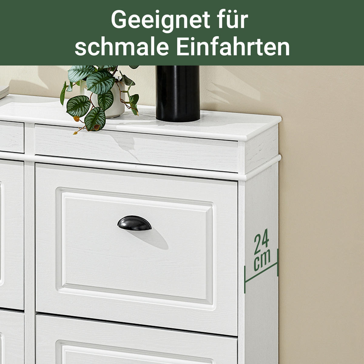 SCHUHSCHRANK Weiß - Weiß, Holzwerkstoff (103/82/23cm) - SoBuy