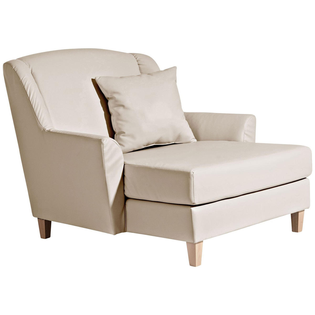 SESSEL XXL Karil Bezug Kunstleder Buche natur / beige - Weiß, Kunststoff (136/107/142cm) - 58aufmkessel