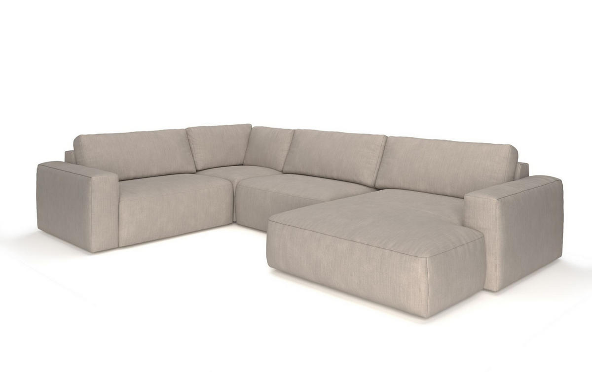 WOHNLANDSCHAFT mit wasserabweisendem Stoff - Beige/Schwarz, Holz/Kunststoff (367/89/249cm) - Cotta